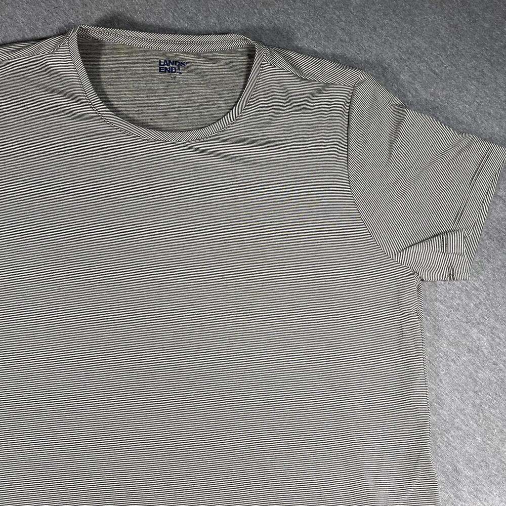 New Lands' End Men's Large Striped Short Sleeve T-Shirt Size Stretchy